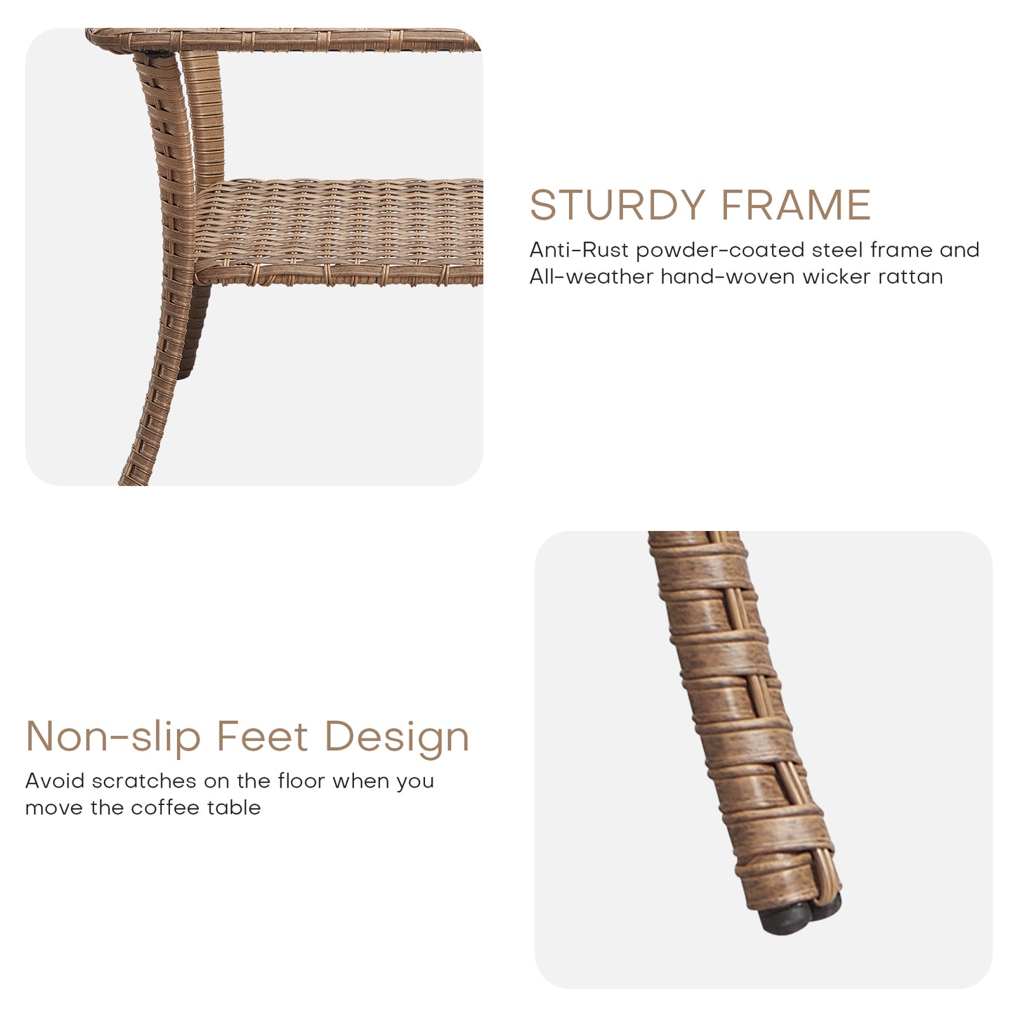 Outdoor 40" PE Rattan Coffee Table, NTC Series - B2B Wholesale