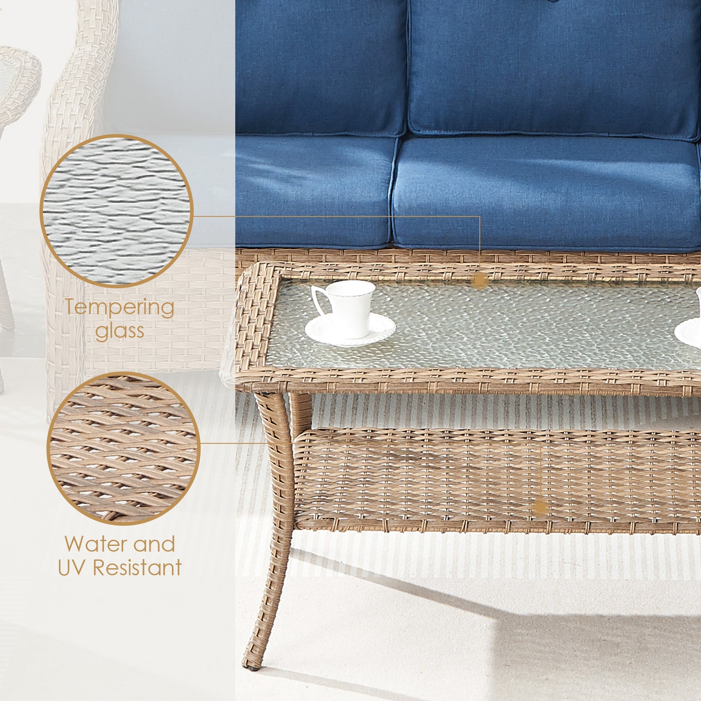 Outdoor 40" PE Rattan Coffee Table, NTC Series - B2B Wholesale