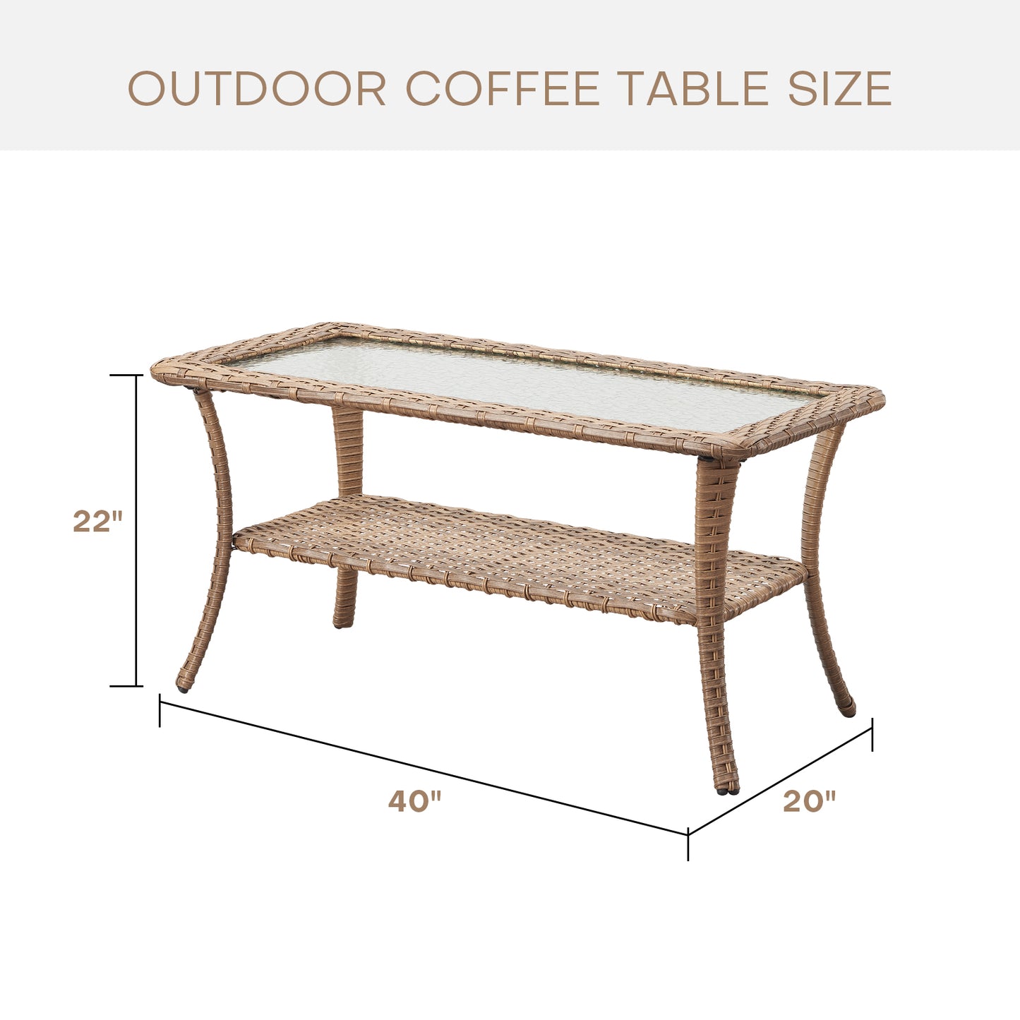 Outdoor 40" PE Rattan Coffee Table, NTC Series - B2B Wholesale