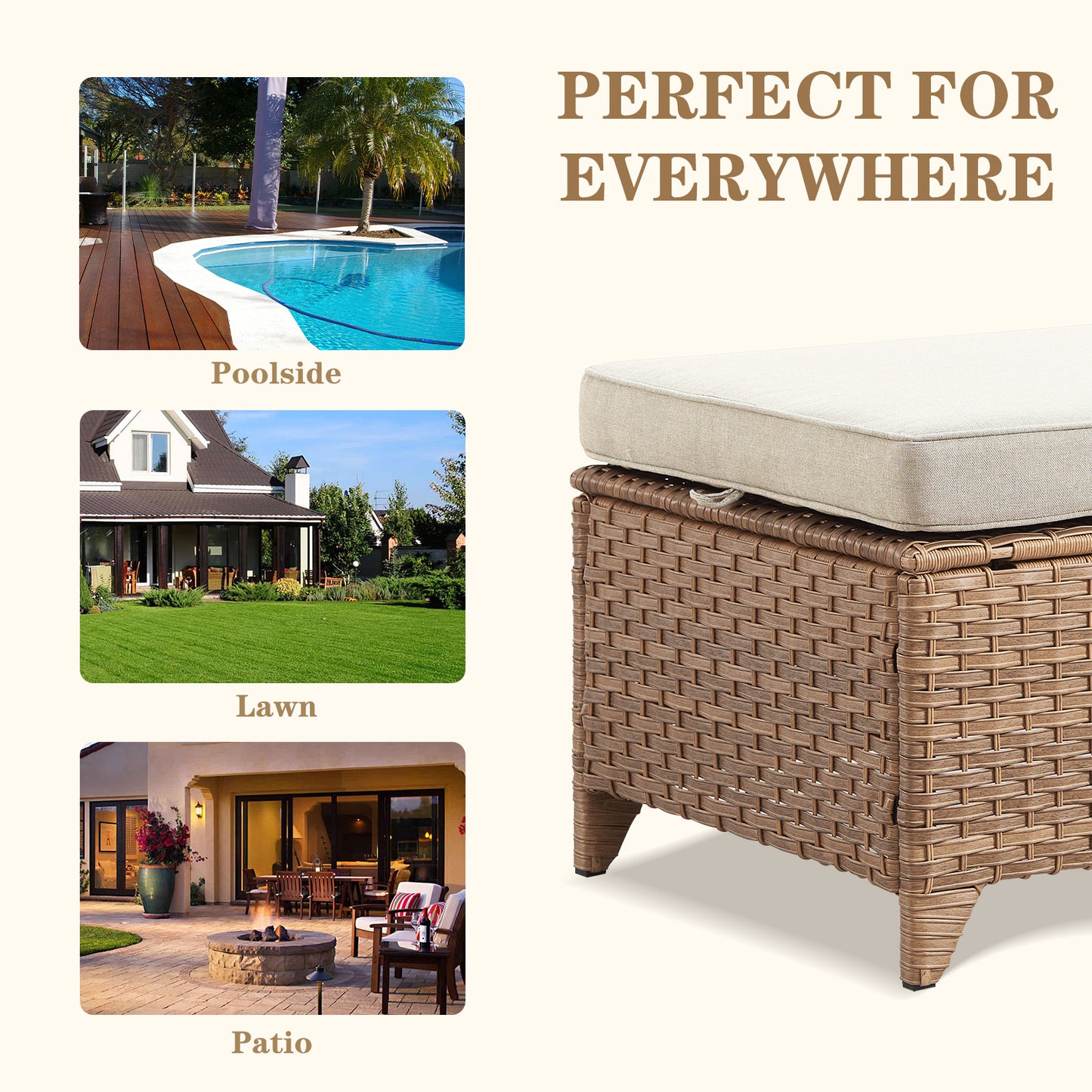 Outdoor PE Rattan Ottoman, NTC Series