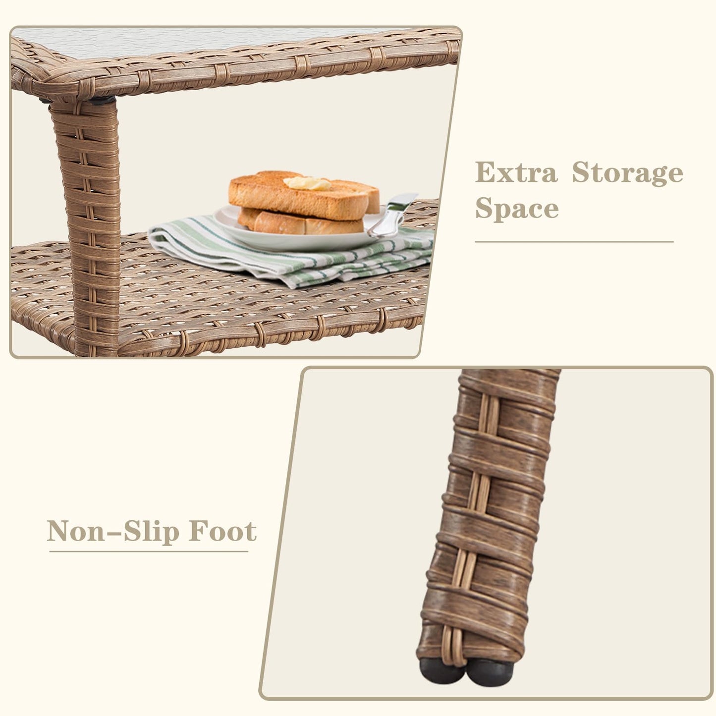 Patio Conversation Set 6-Piece with Sofa, 2-Swivel Glider Chairs, Coffee Table, and 2-Ottoman, NTC Series - B2B Wholesale