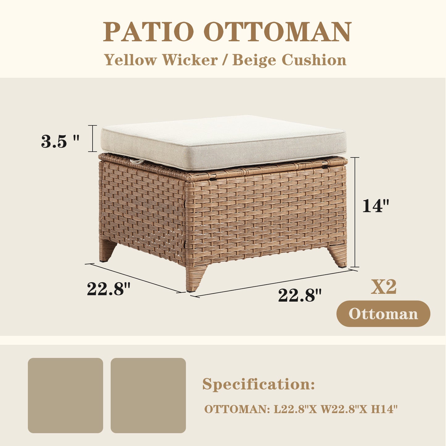 Outdoor PE Rattan Ottoman, NTC Series