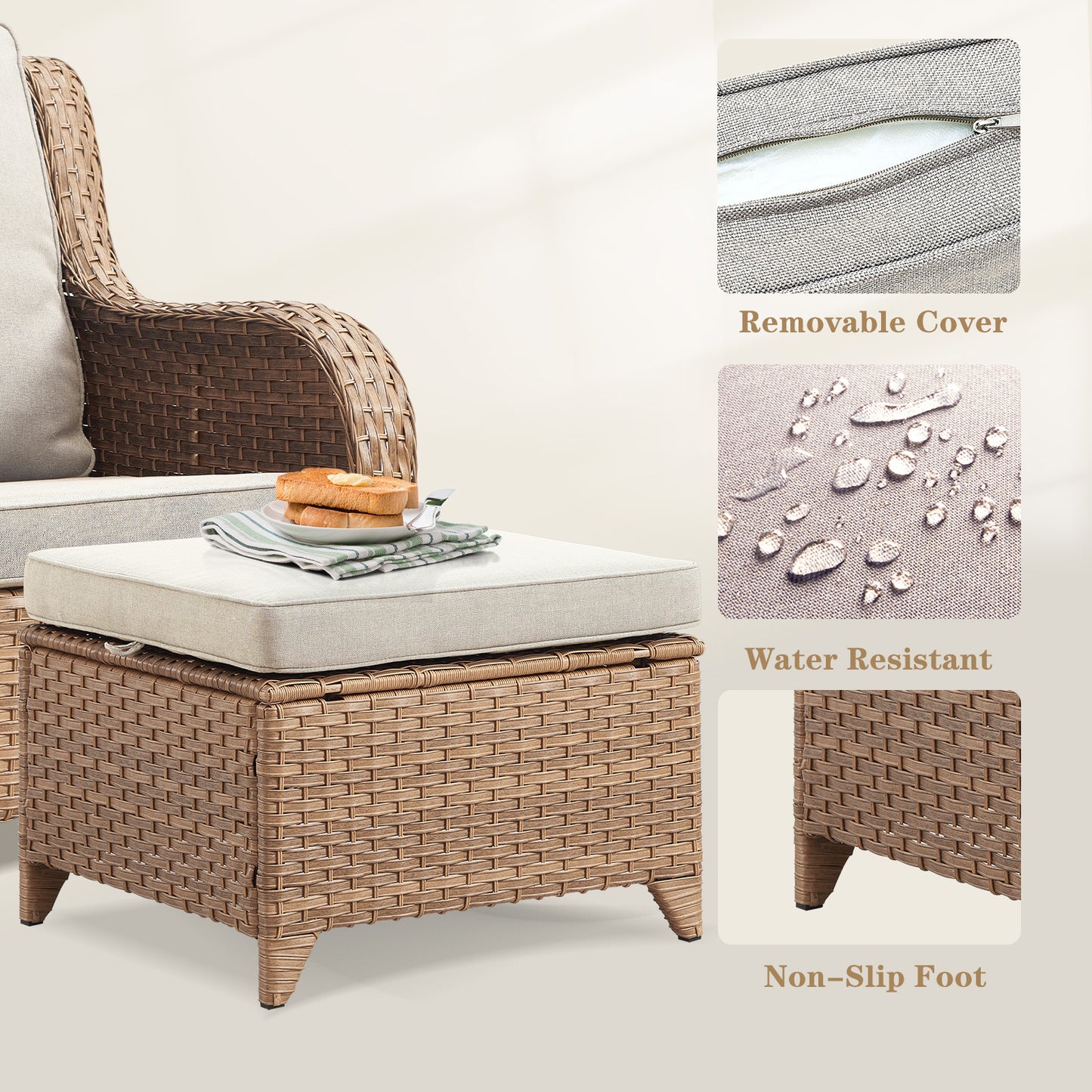 Outdoor PE Rattan Ottoman, NTC Series
