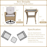 Swivel Glider Chairs Set with Side Table, NDS Series - Belord