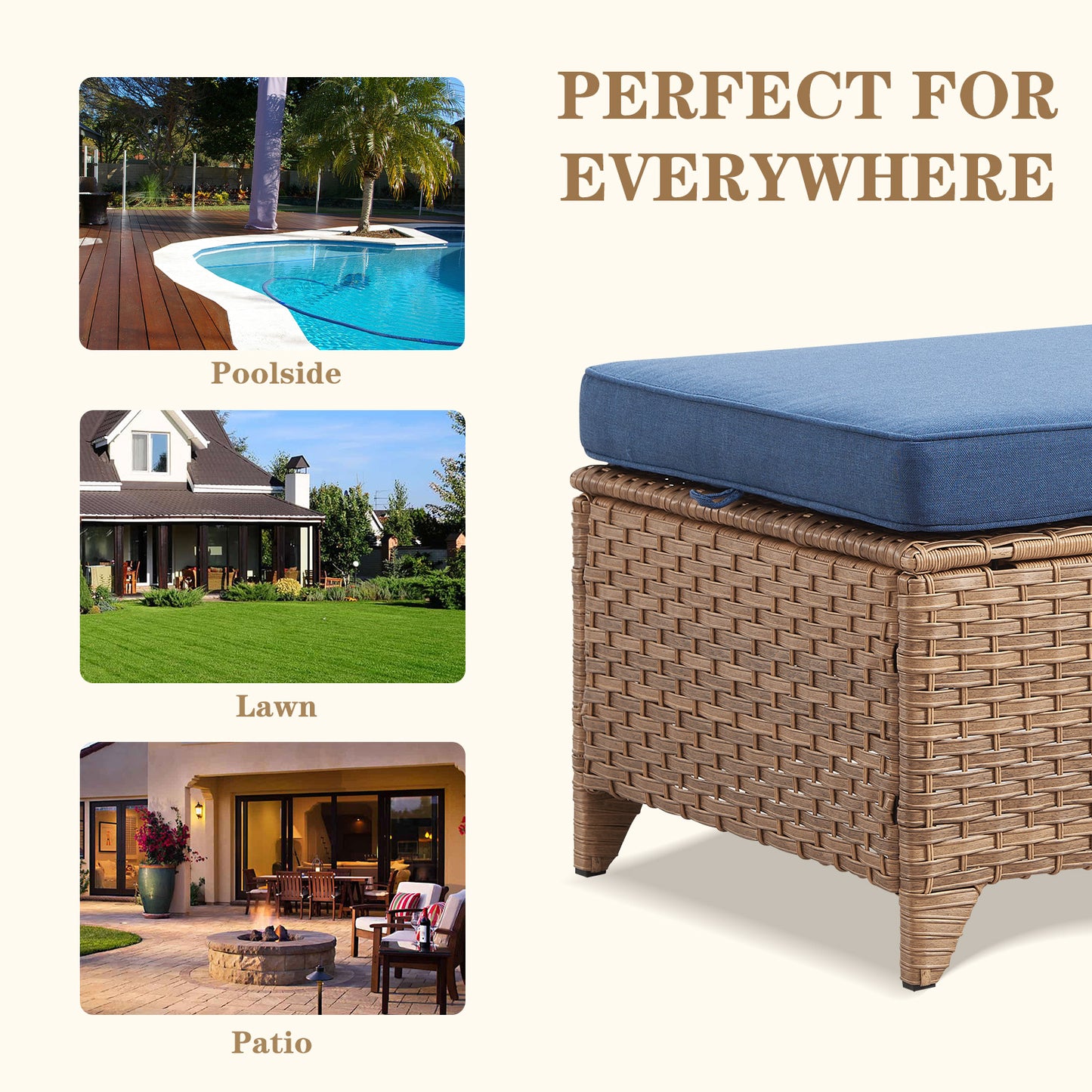 Outdoor PE Rattan Ottoman, NTC Series