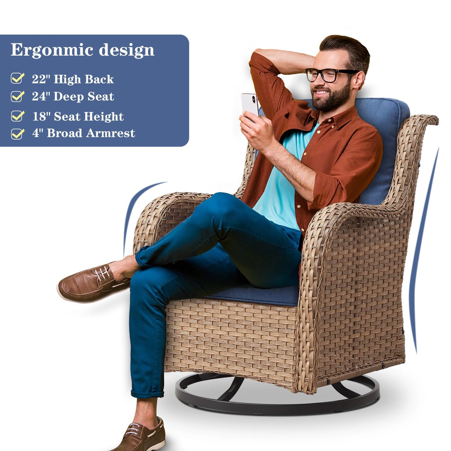 Save 40% - Swivel Glider Chairs Set with Side Table, NTC Series