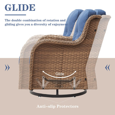 Save 60% - Swivel Glider Chairs Set with Side Table, NTC Series - Belord