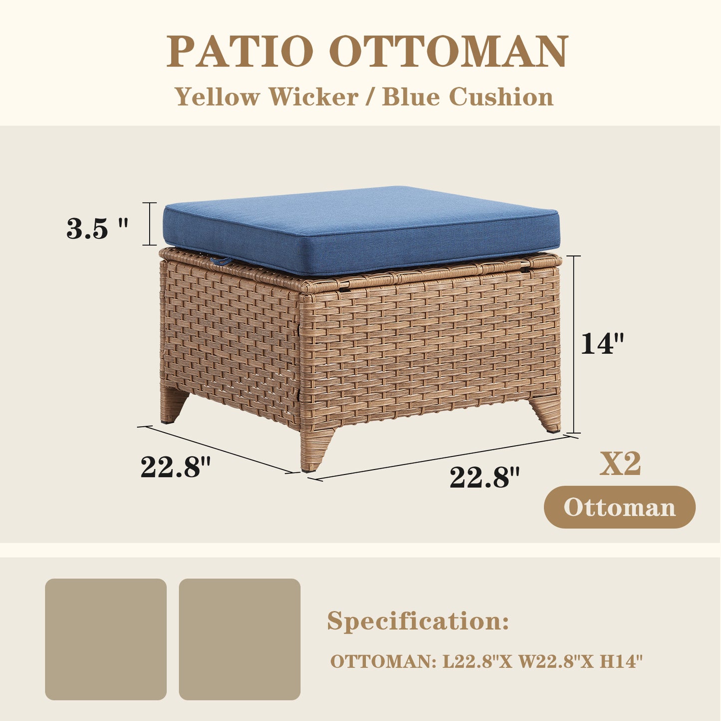 Outdoor PE Rattan Ottoman, NTC Series