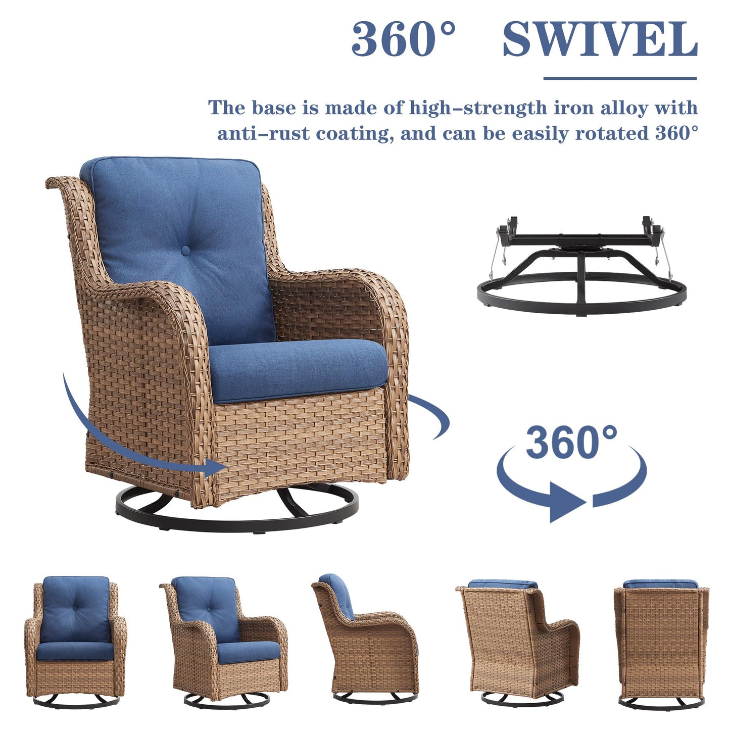 Save 40% - Swivel Glider Chairs Set with Side Table, NTC Series