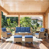 Patio Conversation Set 6-Piece with Sofa, Swivel Glider Chairs, Coffee Table, and Ottoman, NTC Series - Belord