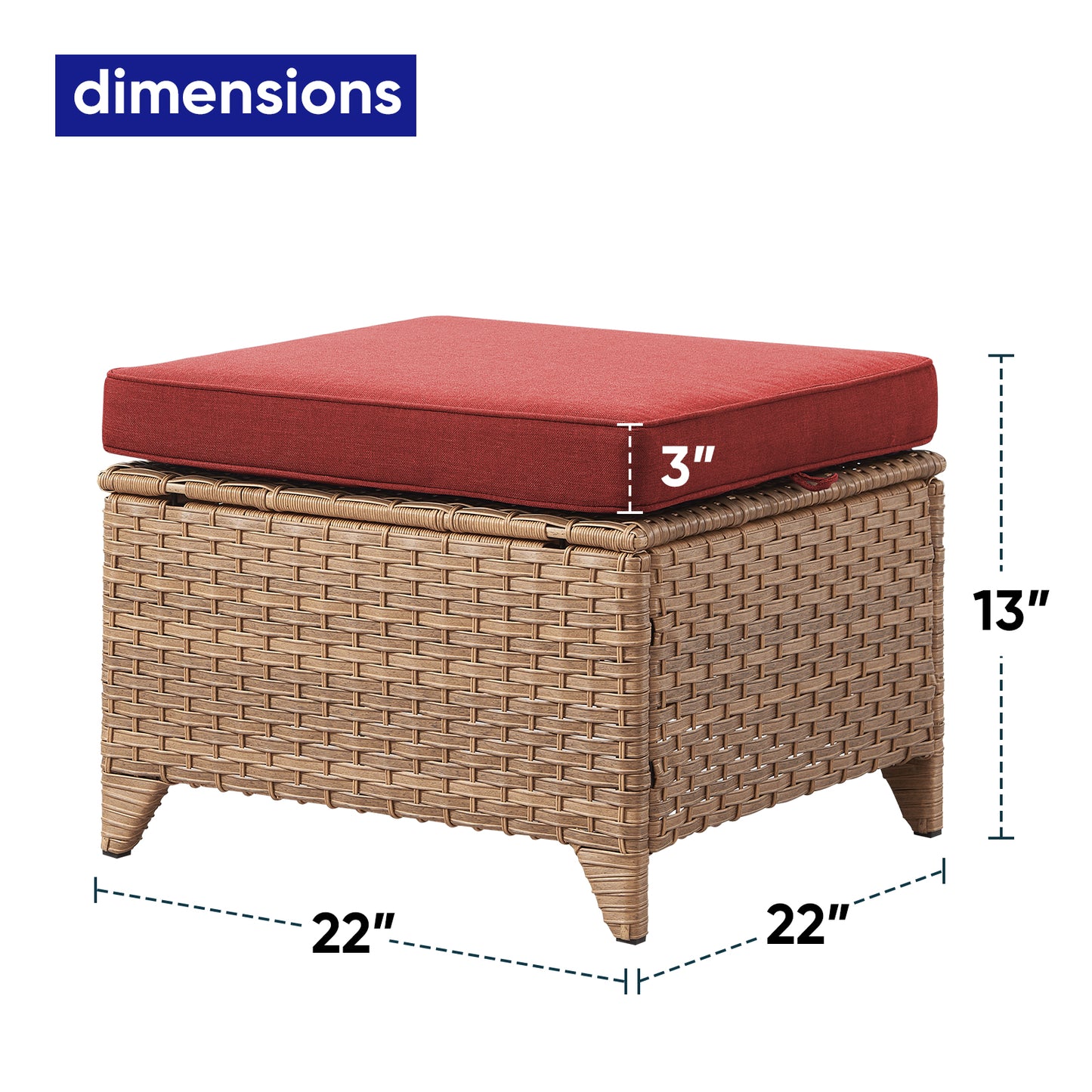 Outdoor PE Rattan Ottoman, NTC Series
