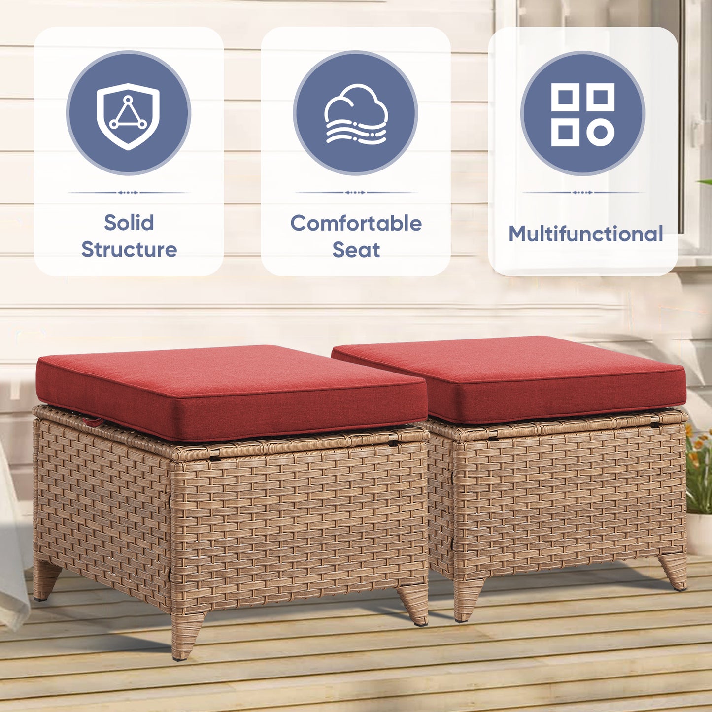 Outdoor PE Rattan Ottoman, NTC Series