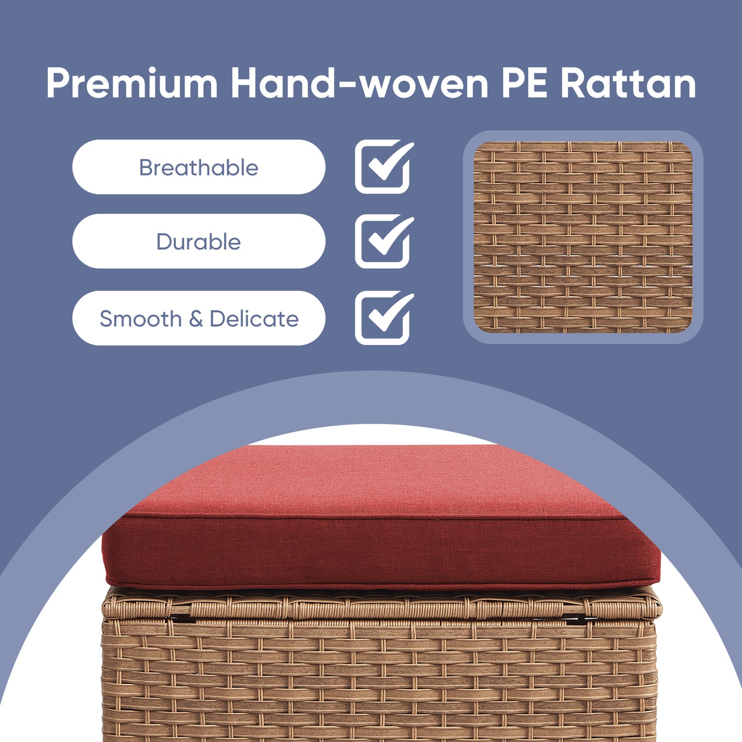 Outdoor PE Rattan Ottoman, NTC Series