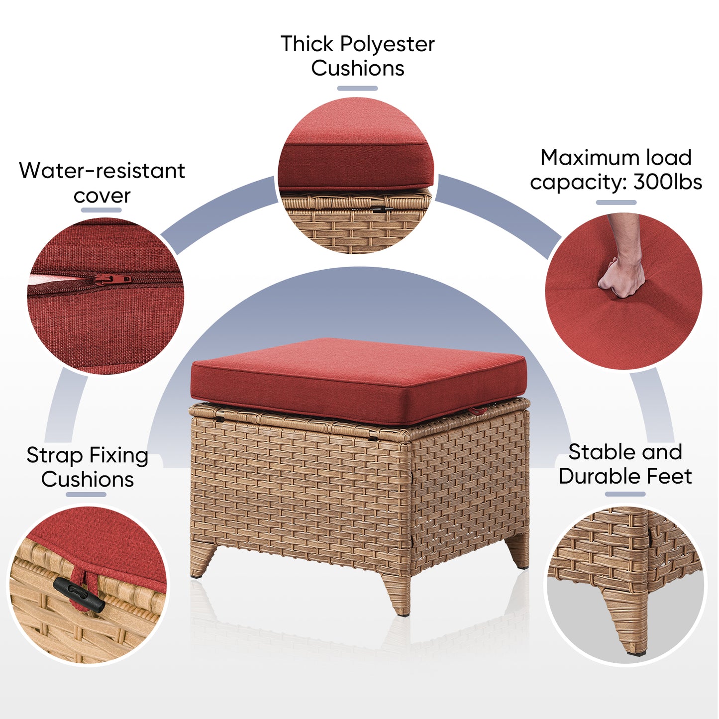 Outdoor PE Rattan Ottoman, NTC Series