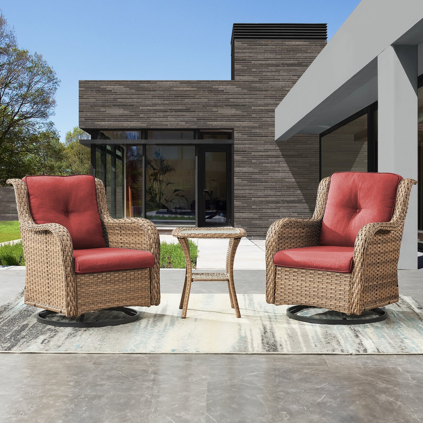 Save 40% - Swivel Glider Chairs Set with Side Table, NTC Series