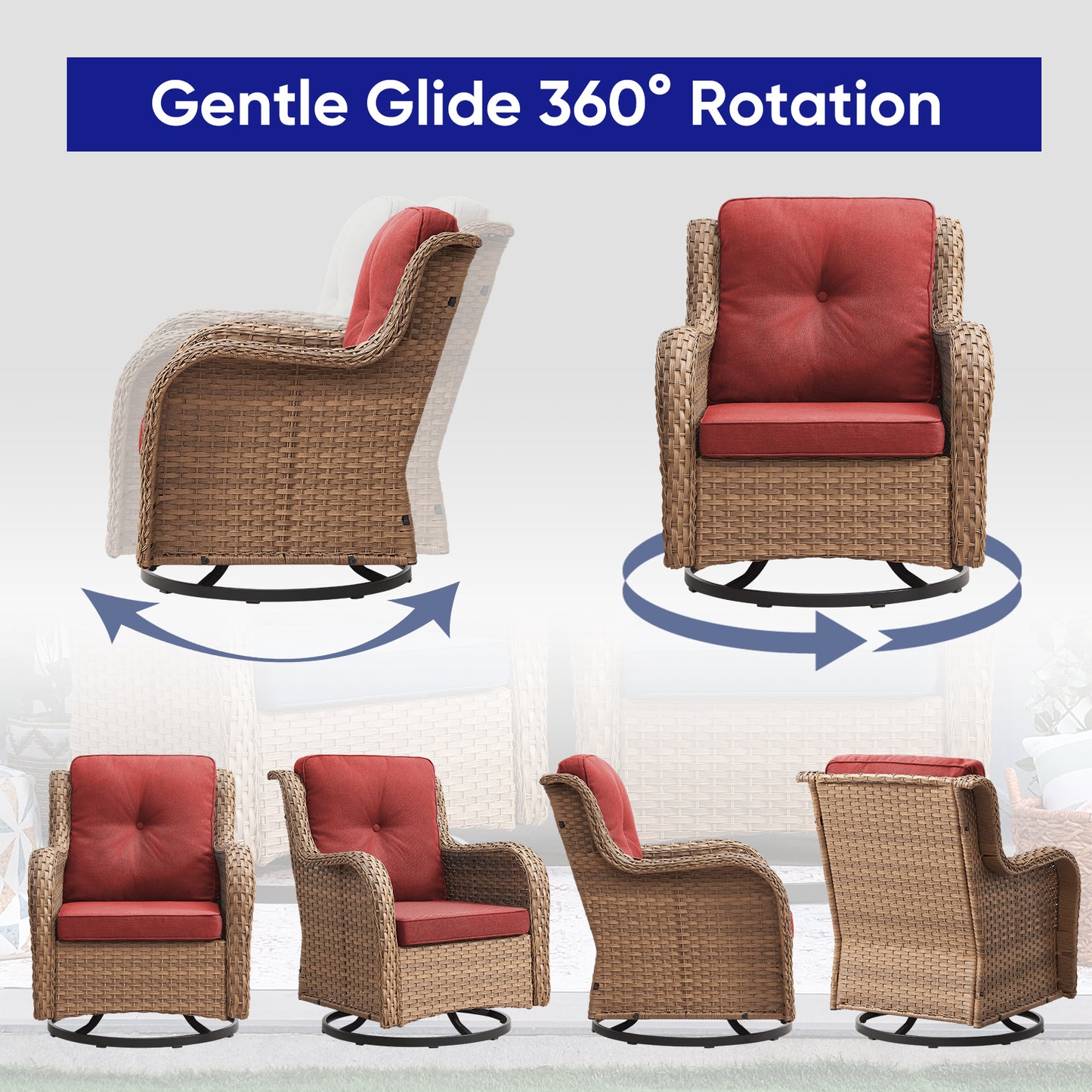 Save 40% - Swivel Glider Chairs Set with Side Table, NTC Series