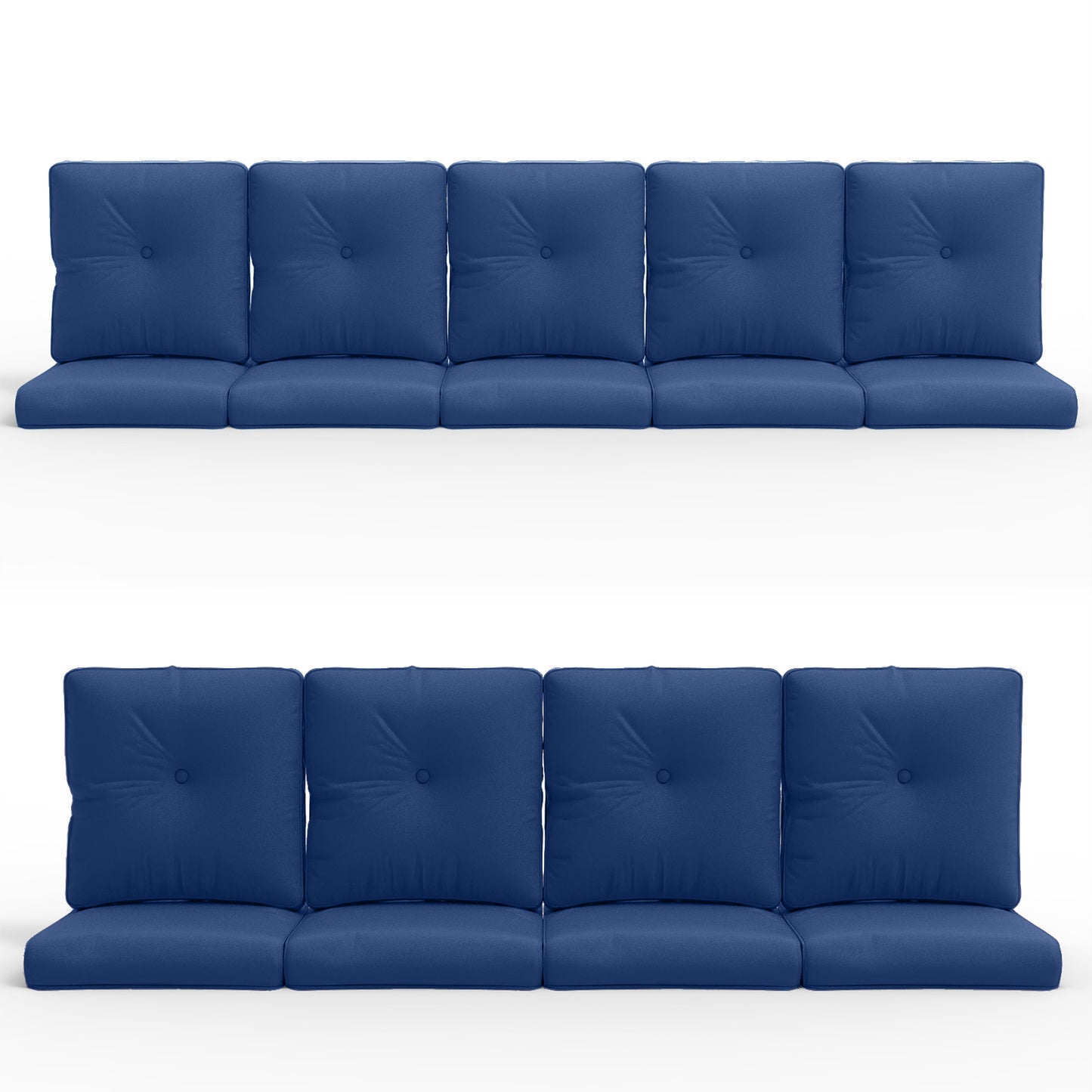 18-Piece Blue Patio Cushion Set - 9 Seat & 9 Back Cushions with Removable Waterproof Covers, All-Weather Outdoor Replacement (Standard 22"x24")