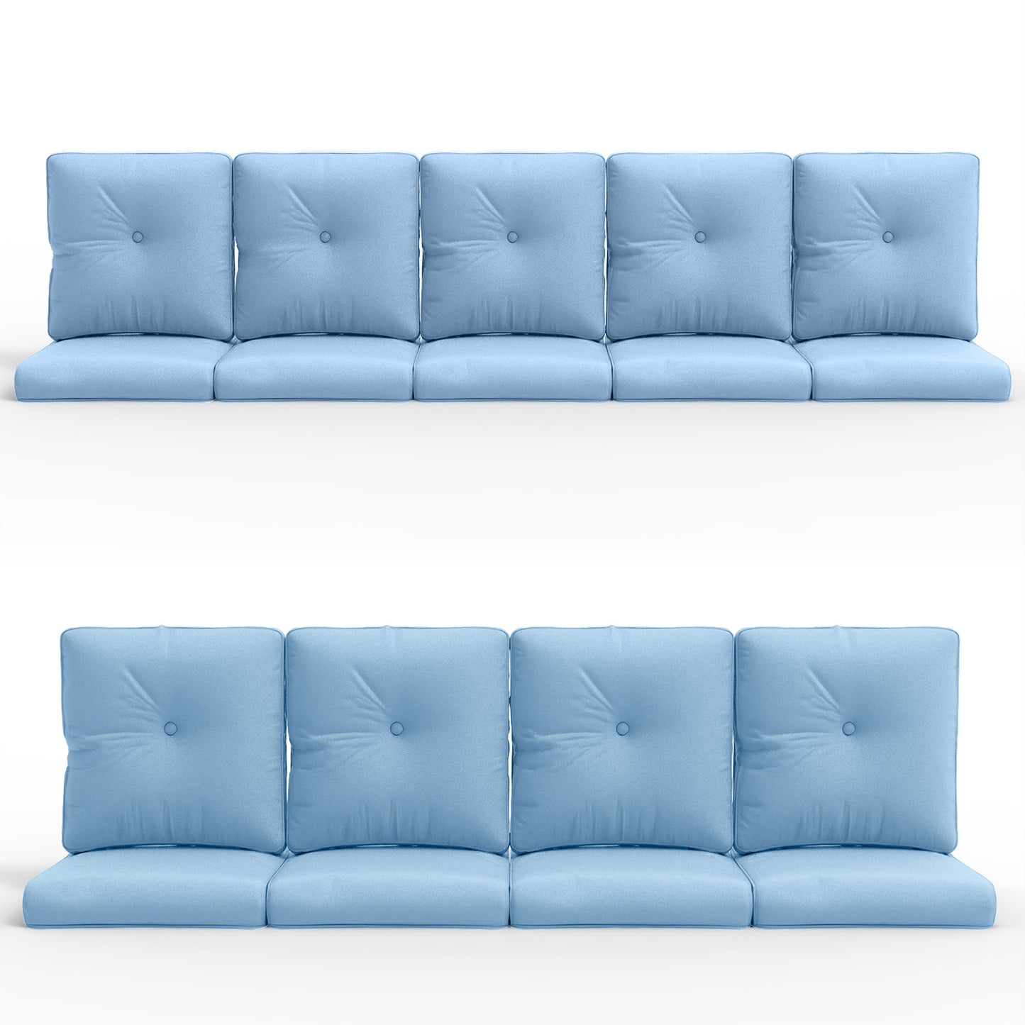 18-Piece Blue Patio Cushion Set - 9 Seat & 9 Back Cushions with Removable Waterproof Covers, All-Weather Outdoor Replacement (Standard 22"x24")