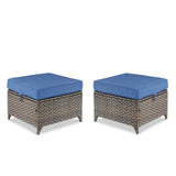 Blue 2-piece outdoor patio ottoman set by Belord, 23-inch square DAR Series conversation furniture for outdoor lounging.