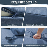Blue outdoor chaise lounge cushion from Belord, 72x22 inches, waterproof foam for comfortable outdoor seating.