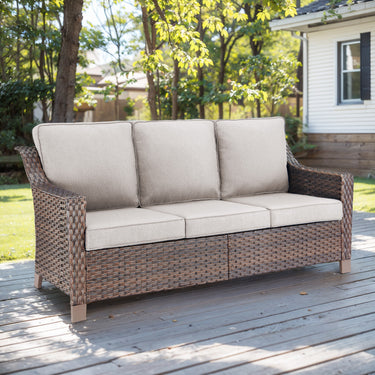 Belord 3-seat outdoor patio sofa from the DAR Series with thick cushions, perfect for garden or patio conversation areas.