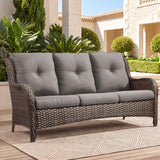 Belord outdoor wicker 3-seater patio sofa from the NTC Series, featuring cushioned seating and stylish design for outdoor lounging.