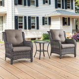 Belord 3-piece patio wicker furniture set with two chairs and side table, ideal for outdoor conversation and relaxation.