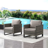 Pair of Belord wicker patio chairs with high backs, 18.5 inches tall, sturdy design, suitable for outdoor seating.