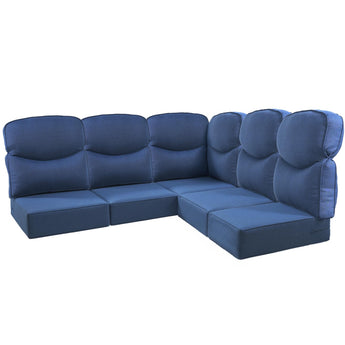 5 Seater 24x24x6 Outdoor Patio Corner Cushion Smile Blue