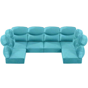 6 Seater 24x24x6 Outdoor Patio Corner Cushion Smile Turquoise