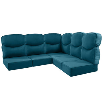 5 Seater 24x24x6 Outdoor Patio Corner Cushion Smile Peacock Blue