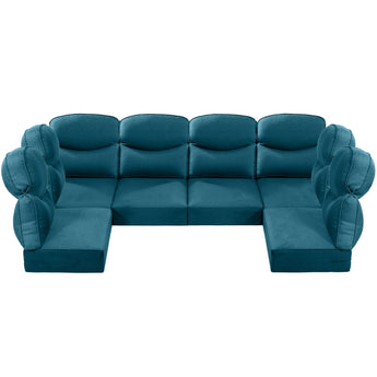 6 Seater 24x24x6 Outdoor Patio Corner Cushion Smile Peacock Blue
