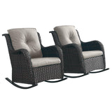 Belord 2-piece patio wicker rocking chairs set with olefin cushions from the NTC Series, featuring a stylish outdoor seating arrangement.