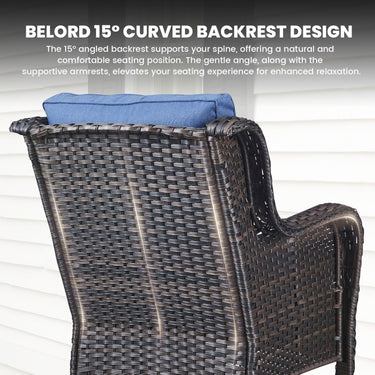 Belord 2-piece patio wicker chairs set with 4-inch cushions, part of the NTC Series, ideal for outdoor conversation spaces.