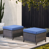 Belord 2-piece patio wicker ottoman set with side table, part of NTC Series, ideal for outdoor conversation areas.