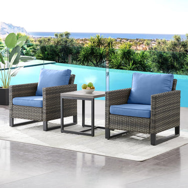Pair of Belord wicker patio chairs with high backs, 18.5 inches tall, sturdy design, suitable for outdoor seating.