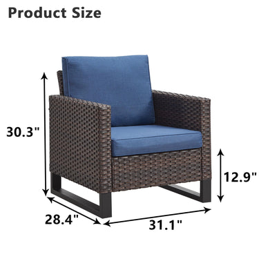 Pair of Belord wicker patio chairs with high backs, 18.5 inches tall, designed for outdoor use, sturdy up to 350 pounds.