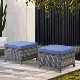 Belord 2-piece patio wicker ottoman set with side tables from the NTC Series, perfect for outdoor conversation spaces.