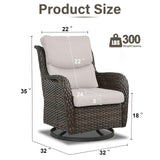 Pair of Belord swivel patio chairs with 360° rotation and 5-inch cushions, part of the NTC Series, shown outdoors.