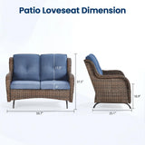 Belord 51-inch outdoor wicker glider loveseat with 4-inch cushions, 2-seater patio set, smooth gliding, 15° back, 500 lb capacity