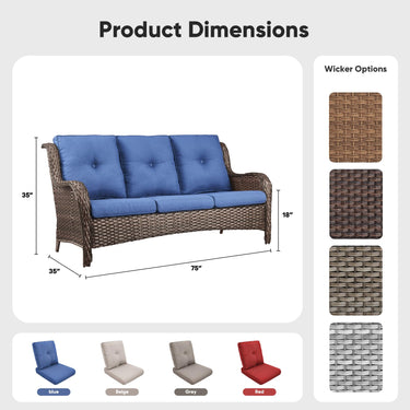 Belord outdoor wicker 3-seater patio sofa from the NTC Series, featuring plush cushions and stylish armrests.