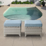Belord 2-piece patio wicker ottoman set with side tables from the NTC Series, ideal for outdoor conversation and lounging.