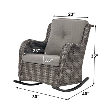 Belord 2-piece patio wicker rocking chairs set with olefin cushions, outdoor seating for relaxing on the patio.