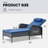 Belord outdoor wicker chaise lounge with 5-position adjustable backrest and sturdy design, part of the NTC patio conversation set.