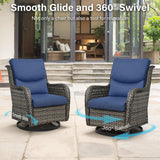 Belord swivel patio chairs set of 2 with 360° rotation and 5-inch cushions, part of the NTC Series, shown outdoors.