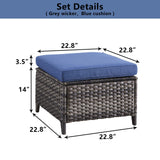 Belord 2-piece patio wicker ottoman set with side tables, part of the NTC Series, ideal for outdoor conversation and relaxation.