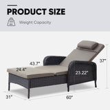 Belord outdoor wicker chaise lounge in a five-position, patio conversation set with a sturdy 500 lb capacity, ideal for outdoor relaxation.