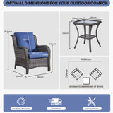 Belord 3-piece patio wicker furniture set with two chairs and a side table, perfect for outdoor conversation and relaxation.