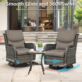 Pair of Belord swivel patio chairs with 360° rotation and 5-inch cushions, part of the NTC Series, shown with outdoor setting.