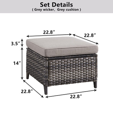 Belord 2-piece patio wicker ottoman set with side tables from the NTC Series, perfect for outdoor conversation areas.